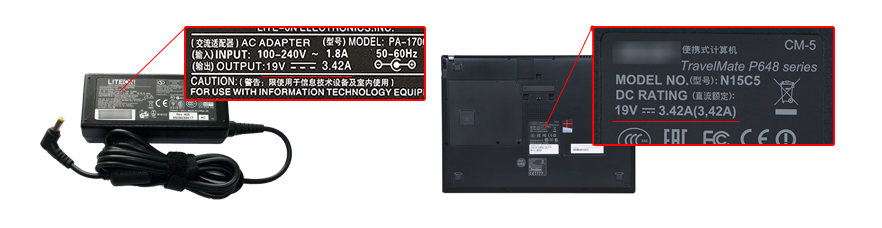 vérifiez les spécification de puissance de votre chargeur ACER Chromebook 314 CB314-1HT-C948