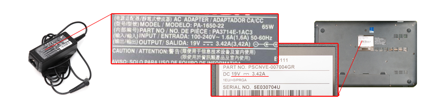 vérifiez les spécification de puissance de votre chargeur TOSHIBA Satellite Pro L850-170